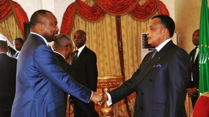 Le président congolais Denis SassouNguesso et son fils Christel