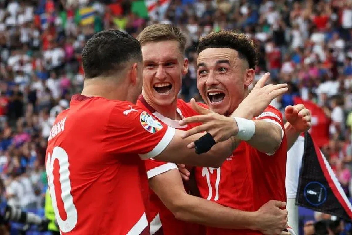 Des joueurs de la Suisse qui célèbrent un but à l'Euro 2024 @AFP