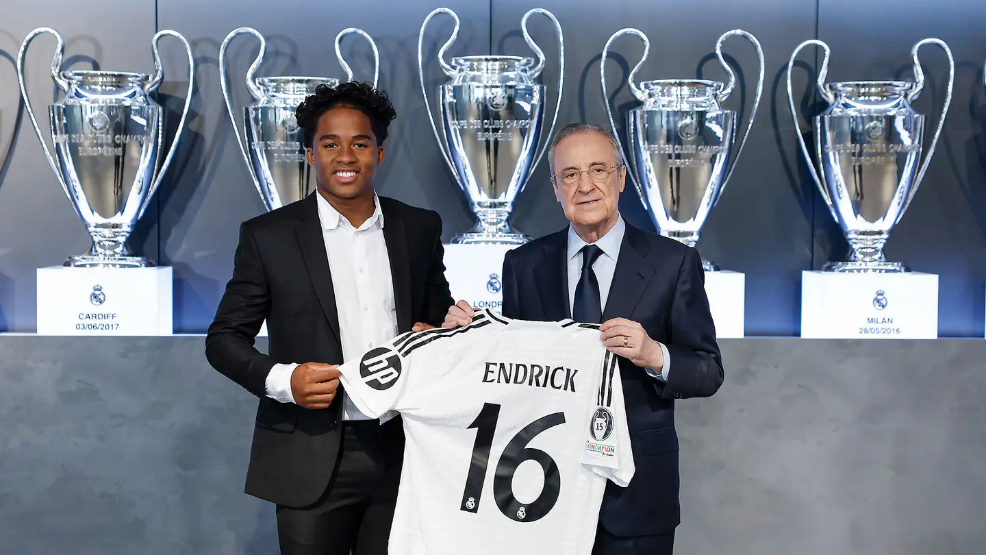 Endrick et le président du Real Madrid, Florentino Perez