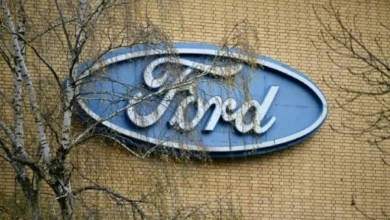 La façade de l'usine Ford à Cologne, dans l'ouest de l'Allemagne, le 29 octobre 2024 ( AFP _ INA FASSBENDER )